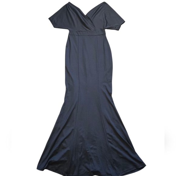 Black Off The Shoulder Mermaid Black Maxi Dress Gown Size Medium - Picture 5 of 10